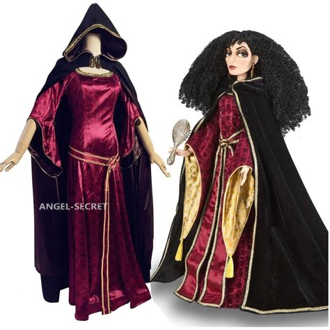 P344 Mother Gothel Rapunzel Tangled PRINCESS PARTY COSPLAY COSTUME DRESS CLOAK