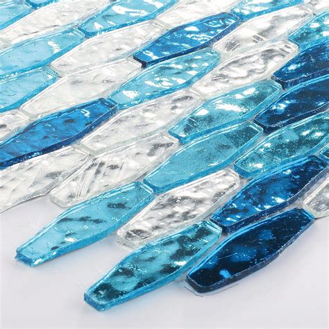 Sea Blue Glass Mosaic Tile Sheets for Shower Backsplash - China Glass Mosaic Tile Backsplash and ...