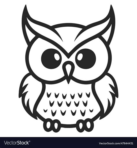 Cartoon owl outline design with editable lines Vector Image