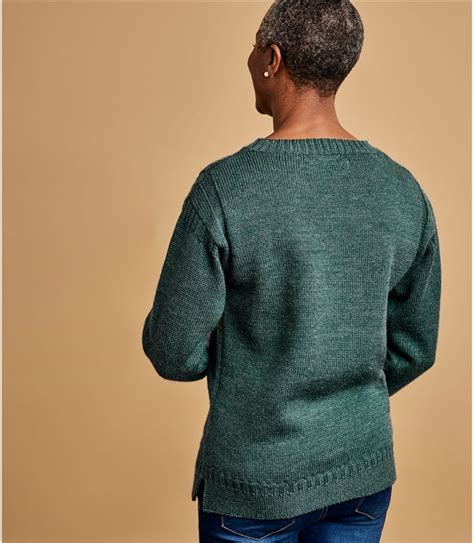 Thyme Marl | Womens Pure Wool Guernsey Sweater | WoolOvers US