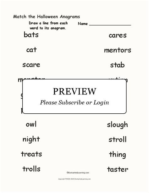 Match the Halloween Anagrams Worksheet - Enchanted Learning