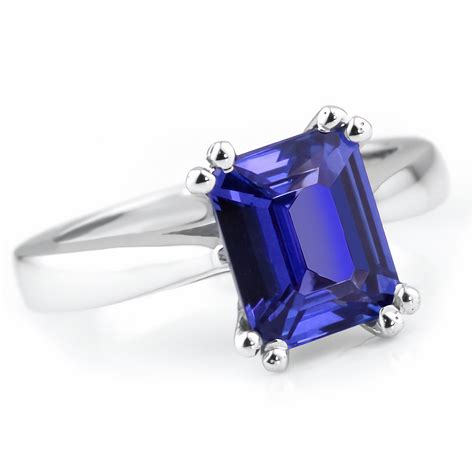 Emerald-Cut Tanzanite Engagement Bridal Solitaire Ring