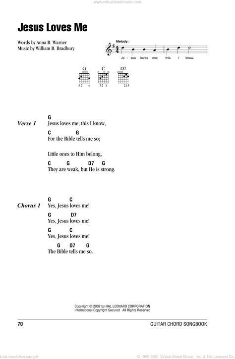 Jesus Loves Me sheet music for guitar (chords) (PDF)