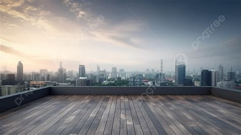 Cityscape Background Adds Depth To 3d Rendered Rooftop Balcony, Rooftop, City Sky, Urban City ...