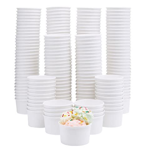 200-Pack Paper Ice Cream Cups - Bulk 8 oz Disposable Ice Cream Bowls ...