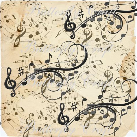 Music notes scrapbook paper, Vintage music digital paper (85614) | Printables | Design Bundles