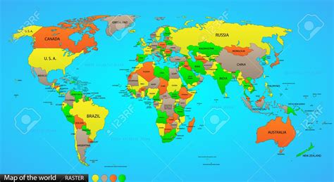 Labeled World Map with Countries Blank