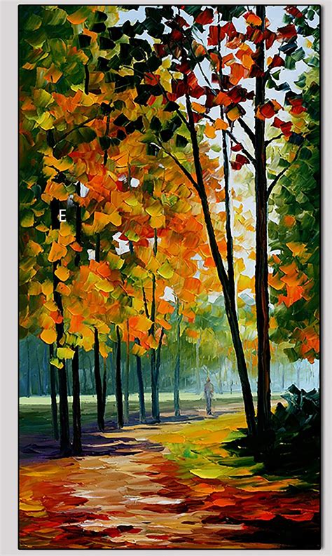 Abstract Oil Painting Print Autumn Trees Maple Poster Gorgeous | Etsy