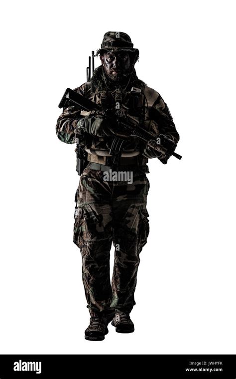 Special forces United States in Camouflage Uniforms studio shot Stock ...