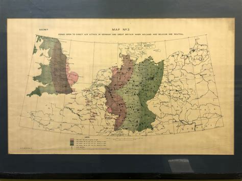 WWII - Zones Open to Direct Attack. Classified Map on display in RAF ...