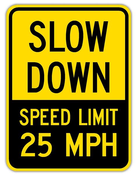 Yellow Speed Limit Sign | Slow Down Speed Limit 25 Sign