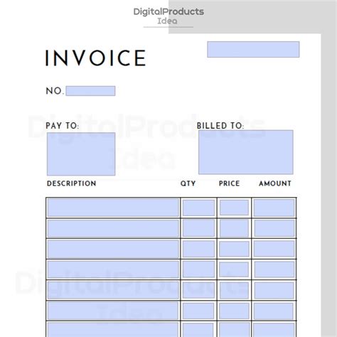 Invoice Template PDF, Printable Invoice Template Download, Editable ...