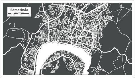 Samarinda Indonesia City Map in Retro Style. Outline Map. 17292366 Vector Art at Vecteezy