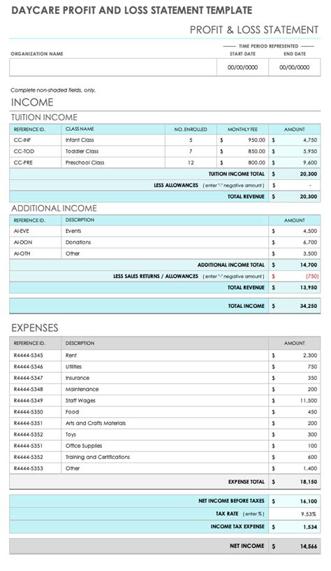 Profit To Loss Statement Template - Printable Templates Free