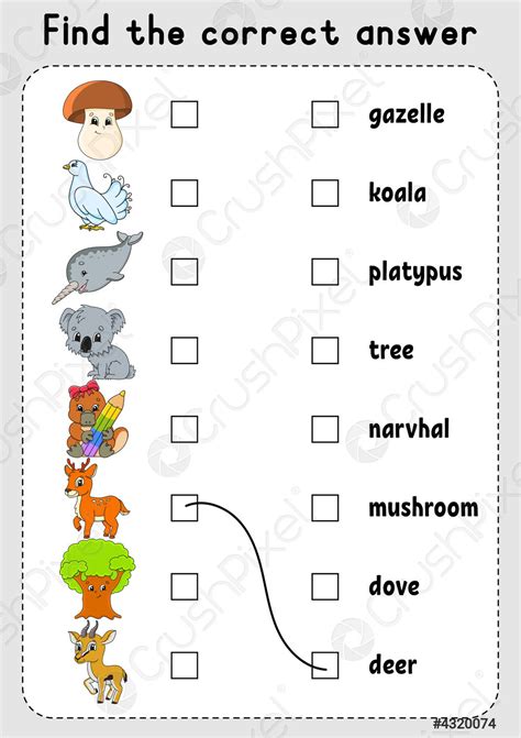 Juego emparejar para niños aprender Inglés palabras educaci - vector de stock 4320074 | Crushpixel