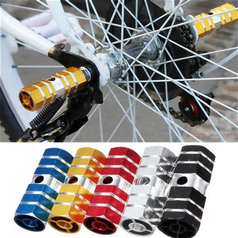 New Aluminum Alloy Cycling BMX Bike Cylinder 3/8 Axle Foot Pegs Gold Bike Pedals Bicycle Parts ...