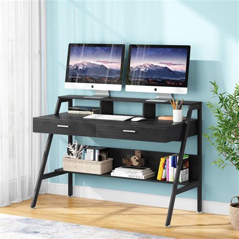 Tribesigns Computer Desk with 2 Drawers, 47 Inch Home Office Desk with ...