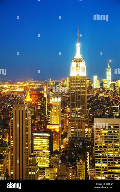 New York City cityscape in the night Stock Photo - Alamy