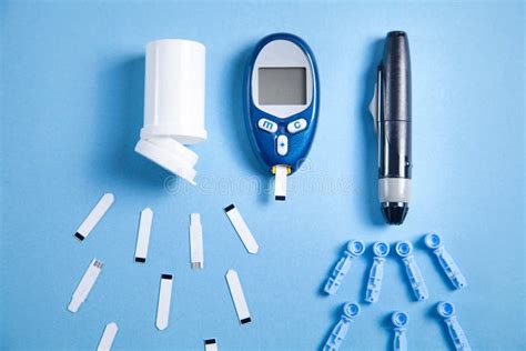 Glucometer with Test Strips and Other Objects. Devices for Measuring of Glucose in the Blood ...