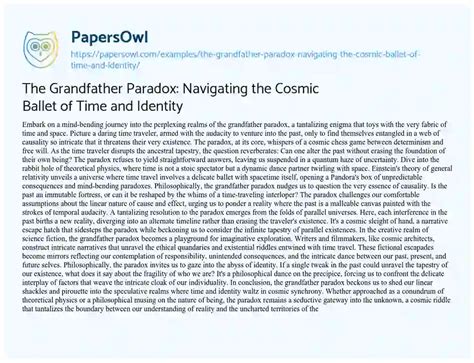 The Grandfather Paradox: Navigating the Cosmic Ballet of Time and ...