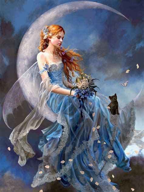 WindMoon, 750 Piece Nene Thomas Fantasy Jigsaw Puzzle Moon Fairy, Fairy Angel, Fairy Art, Elfen ...