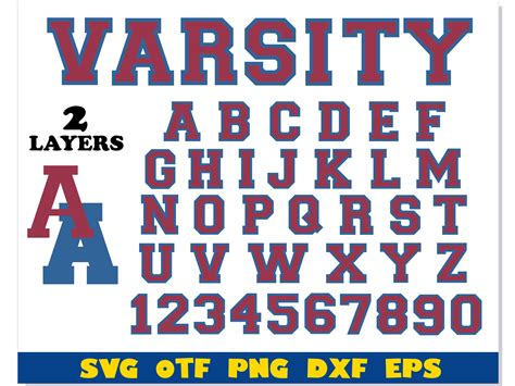 Varsity Font Blue Red SVG Layered Cricut | Varsity College F - Inspire Uplift