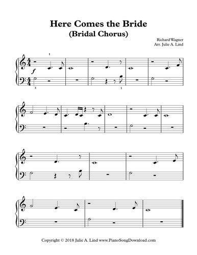 Here Comes the Bride | Bridal Chorus: Free easy piano sheet music