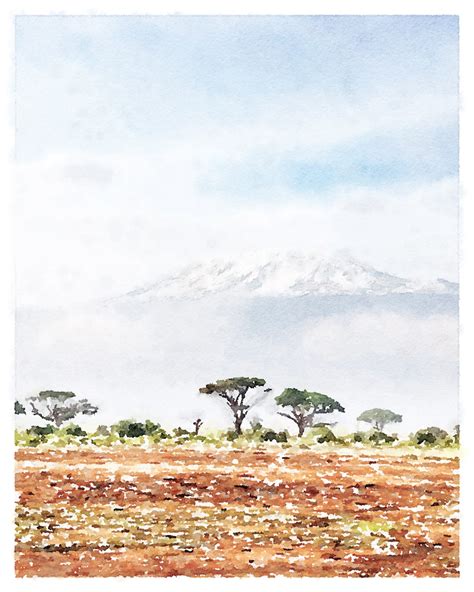 African Landscape Wall Art Watercolor Print Digital Download - Etsy