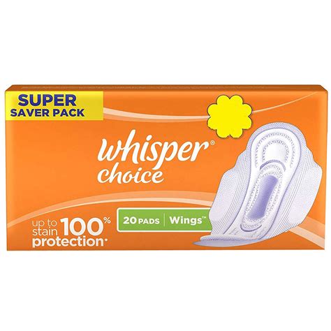 Whisper Choice Wings Sanitary Pads, 20 Count Price, Uses, Side Effects ...