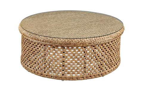 Round Rattan Coffee Table with Glass Top - English Country Home | Rattan coffee table, Glass top ...
