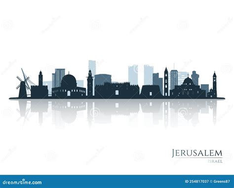 Jerusalem Skyline Silhouette with Reflection. Stock Vector ...