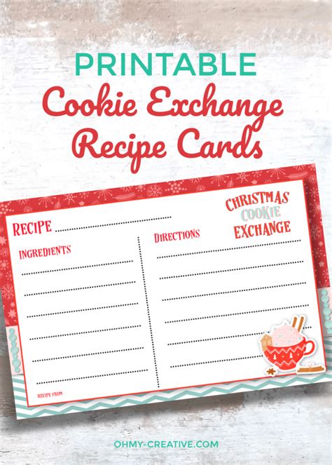 Free Printable Cookie Exchange Recipe Cards - Oh My Creative