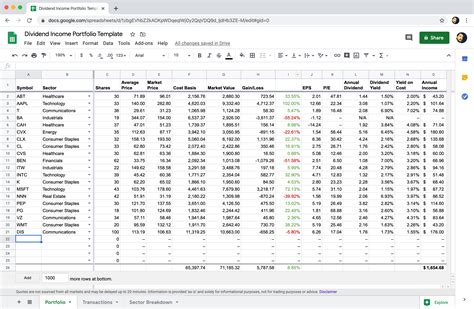 Dividend Income Portfolio Template for Google Sheets ...