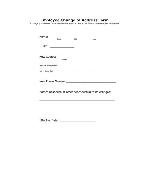 Change Of Address Form Template