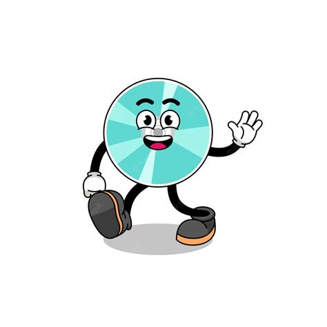 Premium Vector | Optical disc cartoon walking