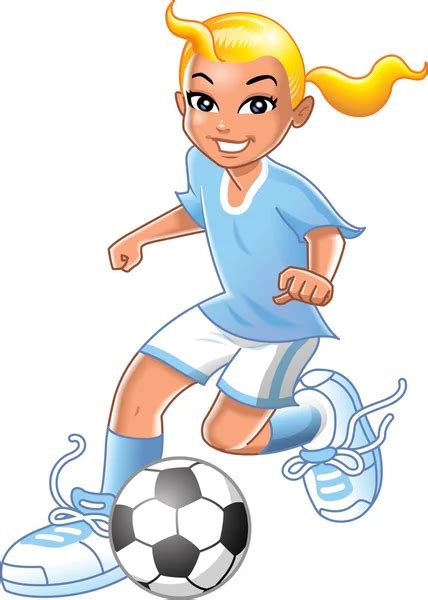 Girl playing soccer or football — Stock Vector © KennyK #90094744