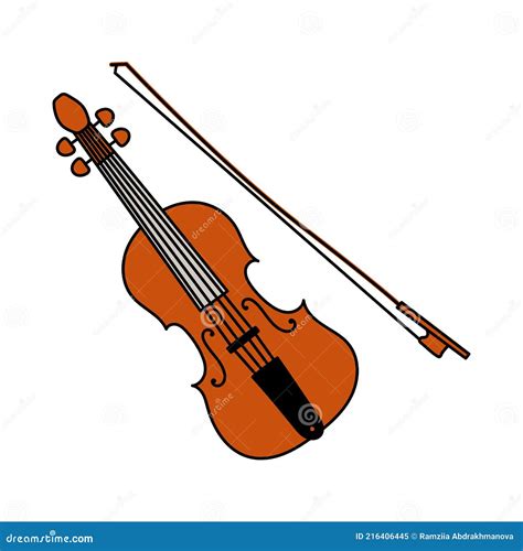 Boceto De Instrumento Musical. Violín O Viola Con Arco. Ilustración Vectorial De Color De ...