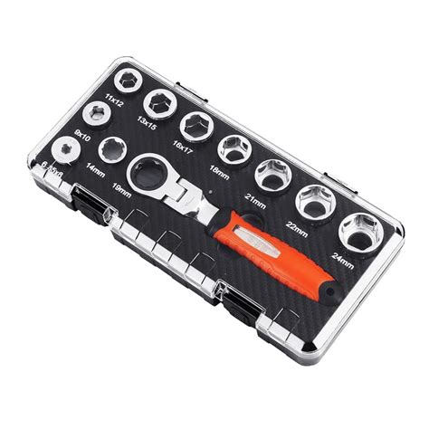 16IN1 Multifunctional Activity Ratchet Torque Wrench Set 6.35 24mm Socket Adapter Key Ratchet ...