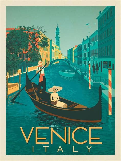 Venice Travel Poster Postcards Blank On The Back Ideal For | Etsy