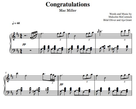 Mac Miller-Congratulations Free Sheet Music PDF for Piano | The Piano Notes