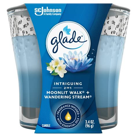 Glade 2in1 Jar Candle 1 CT, Moonlit Walk & Wandering Stream, 3.4 OZ. Total, Air Freshener ...