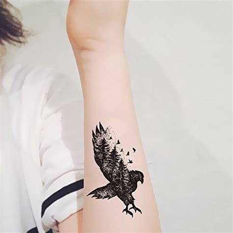 TAFLY Flying Eagle Tattoo Waterproof Body Back Leg Art Birds Temporary ...