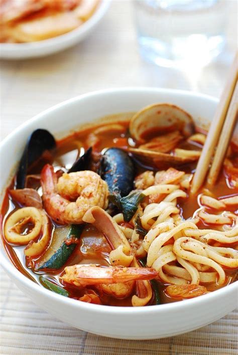 Korean Spicy Seafood noodle soup | Seafood soup recipes, Spicy recipes ...