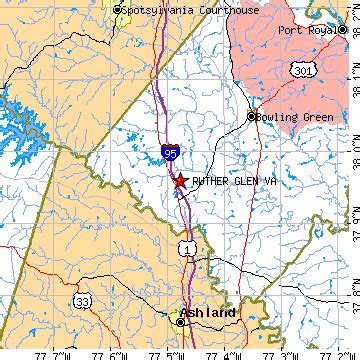 Ruther Glen, Virginia (VA) ~ population data, races, housing & economy