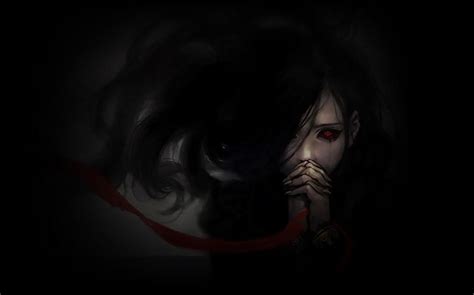 #red eyes, #anime girls, #horror, #blacked out eyes, #dark wallpaper ...