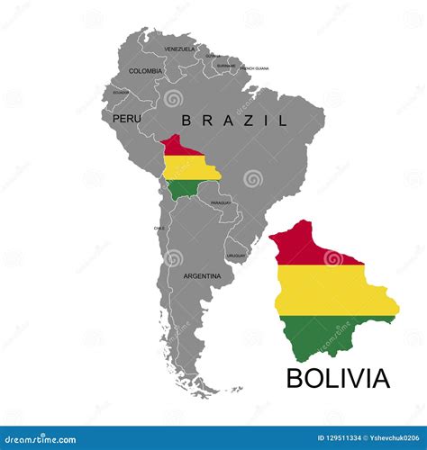 Territory of Bolivia on South America Continent. White Background ...