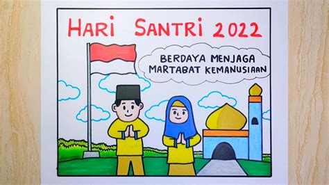 Cara membuat poster hari santri 2022 - YouTube