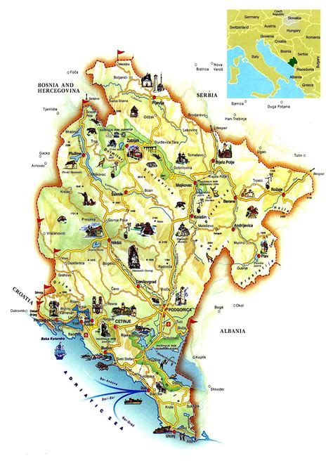 Large detailed tourist map of Montenegro | Montenegro | Europe ...