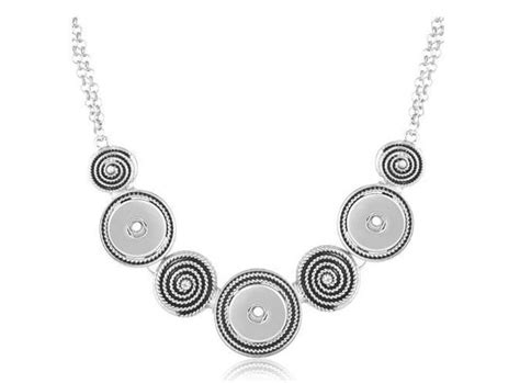 Snap Jewelry Necklace, 3 Snap Swirls Snap Necklace, Silvertone. Fits 18 ...