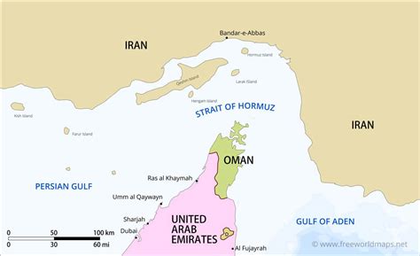 Strait of Hormuz map - by Freeworldmaps.net